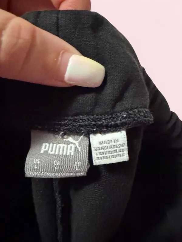Puma Black Athletic cotton Drawstring Shorts with Logo - Image 3