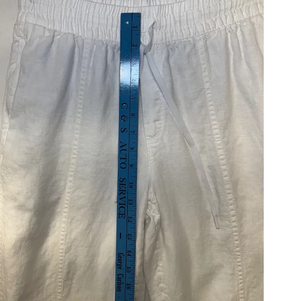 Athleta White 100% Linen Jogger Pants Small Drawstring Elastic Waist Tapered Leg - Image 7
