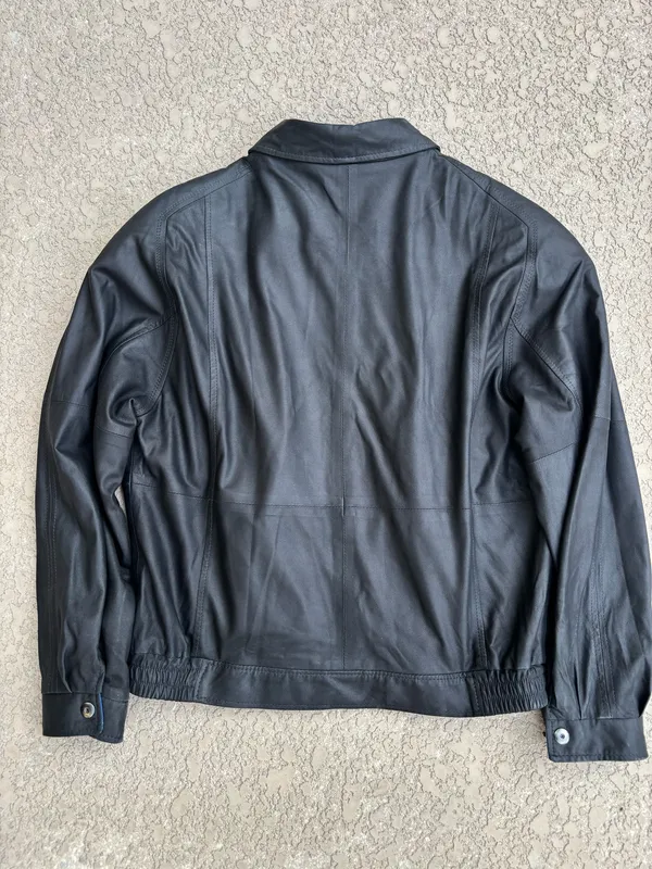 Remy Men's Lambskin Leather Bomber Jacket Black Blue Trim Sz 38 Small - Image 6