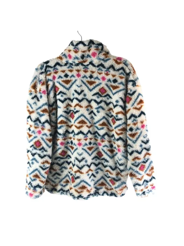 Eddie Bauer Womens Fuzzy Half-Zip Pullover Jacket Colorful Aztec Print L Soft - Image 2