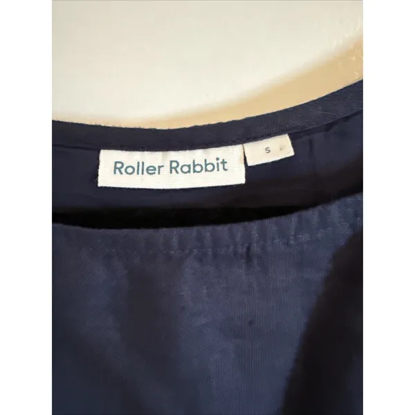 Roller Rabbit Lorena Navy 100% Linen Shift Dress 3/4 Sleeves Lined Pockets Sm - Image 2