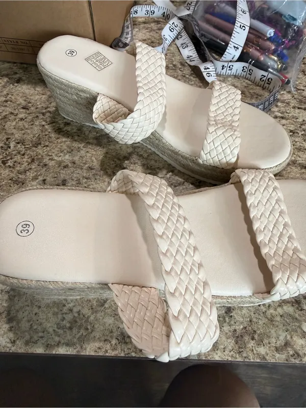 Woven Cream Platform Sandals for Women - Elevated Casual Style - Image 9