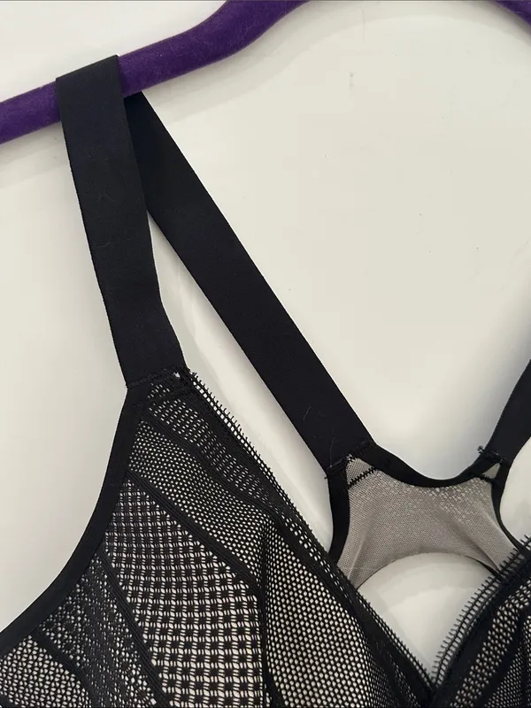 Lululemon Awake To Lace Bra 34D Black Barely Beige Wireless Sports Bra W2AQVS - Image 5