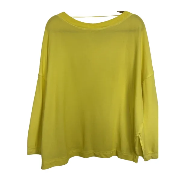 Free People FP Movement Yellow Rugby Match Long Sleeve Oversized Shirt XS - Image 2