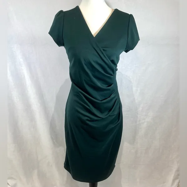 Celine by champion deep green ruched side sheath dress size large - Image 2