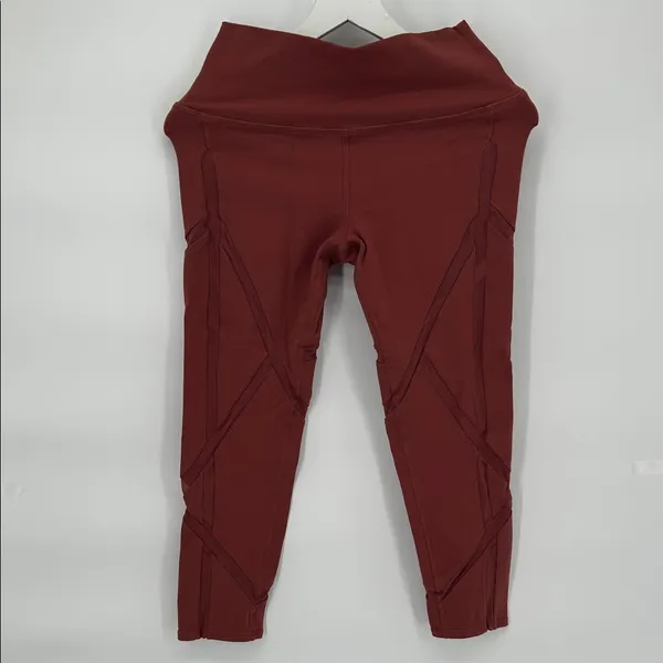 Alo Yoga High Waist Sculpt Mesh Leggings Rust Brown Size M - Image 3