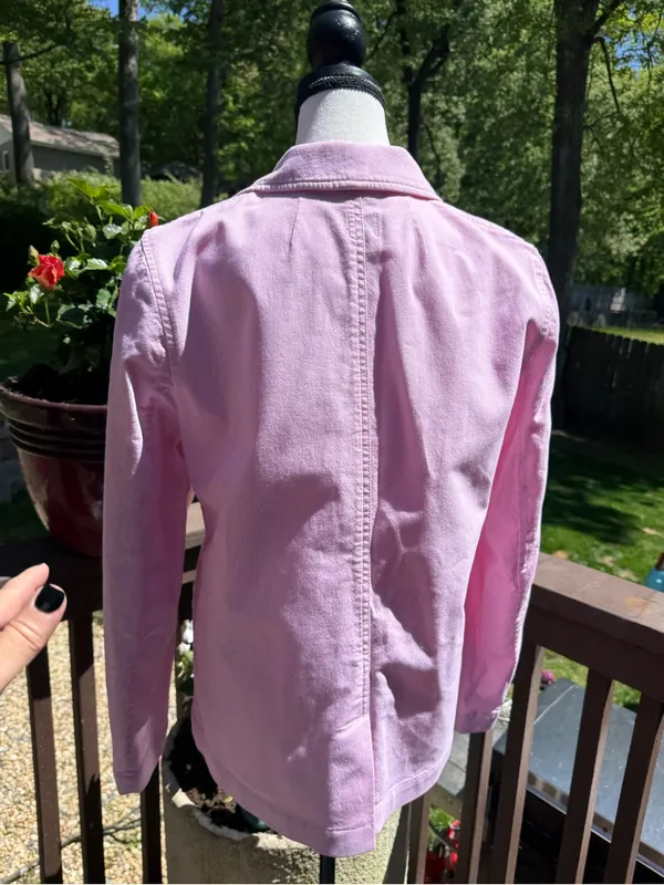 J. Crew Pink & White Striped Single-Button Cotton-Blend Blazer size 12 - Image 6