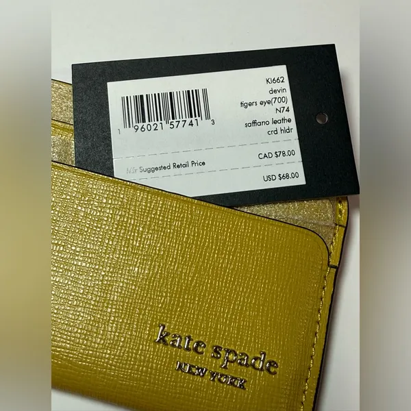 Kate Spade Devin Saffiano Leather Card Holder Tiger’s Eye (Yellow) NWT - Image 6