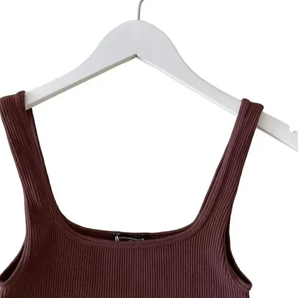 Zara Rust Brown Ribbed Knit Seamless Crop Tank Top SZ XS #1711 - Image 3
