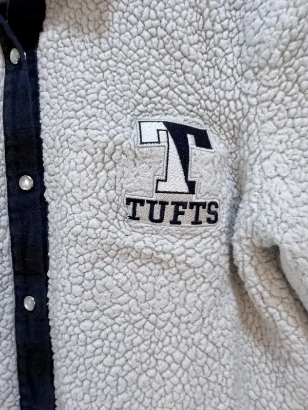Spirit Tufts University Reversible Sherpa Flannel Shirt Jacket Shacket Medium - Image 3