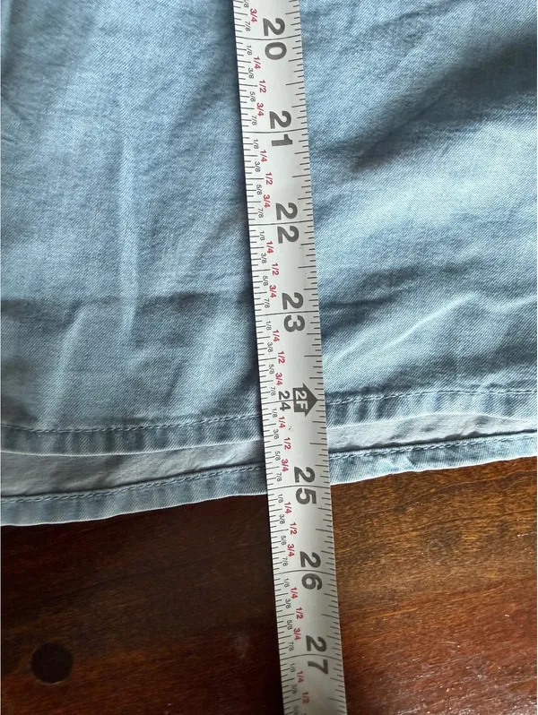 Old Navy Light Blue Denim Tank Top with Smocked Back, Size Large - Image 10