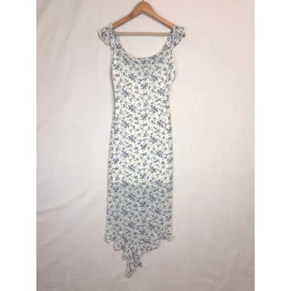 Floral Mesh Dress Womens S Handkerchief‎ Hem Y2K Cottage Coquette Romantic Party - Image 6