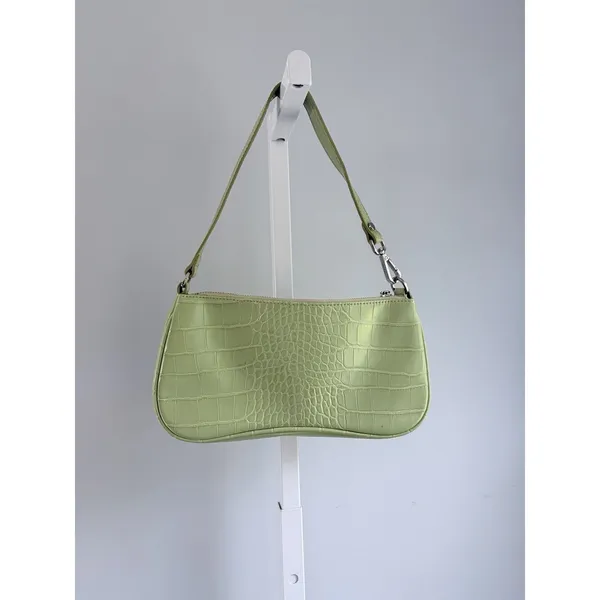 JW Pei Eva Shoulder Bag Yellow Green Croc Vegan Leather Zip Handbag Women’s A24 - Image 8