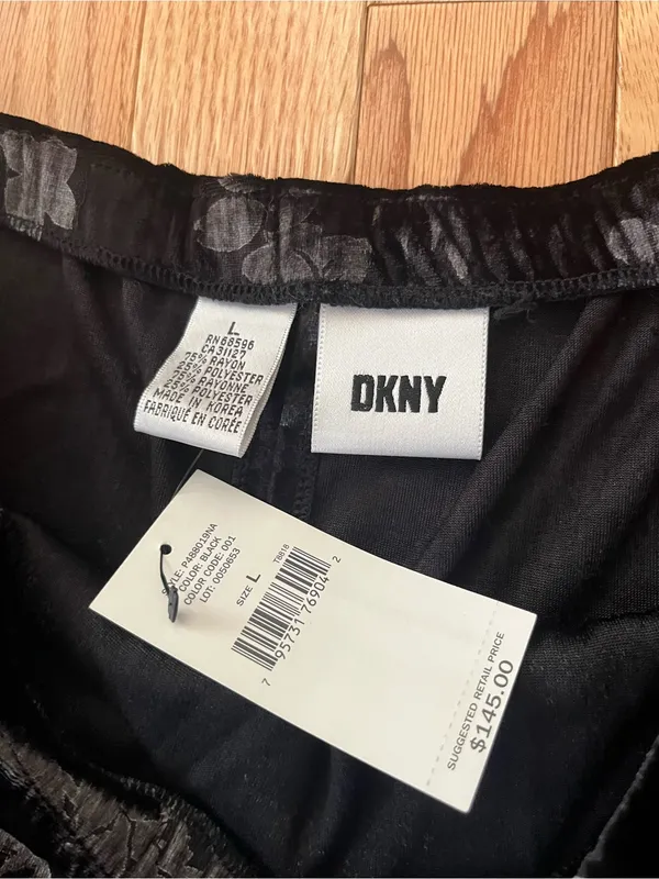 DKNY Black Floral Velvet Burnout Maxi Skirt Large Romantic 90s Holiday Feminine - Image 3