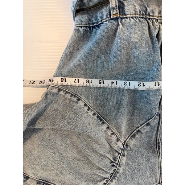 MNG Denim Jumpsuit Women's‎ XS Light Wash Tie Waist Button Front Western NWT - Image 8