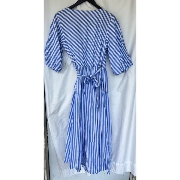 Staud Jodie Midi Wrap Dress Sea Stripe S Bridal Wedding Guest Coastal Nautical - Image 8