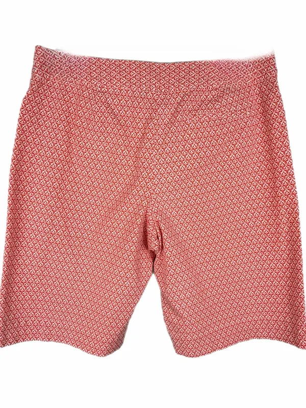 TALBOTS Coral/Orange and White Geometric Patterned Bermuda Shorts Size 16 - Image 3
