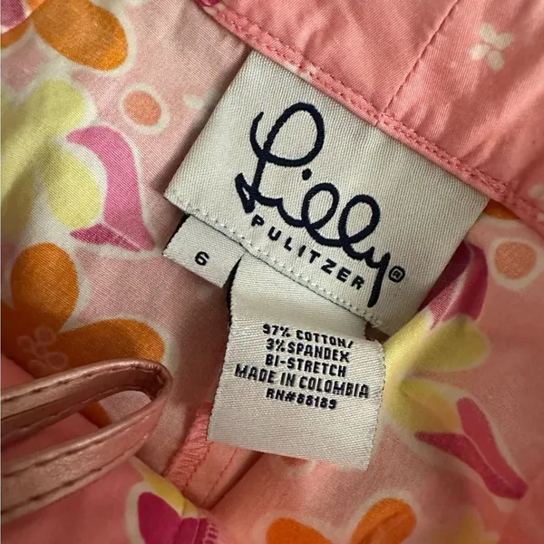 Lilly Pulitzer Crop Pants Pink 6 Women Floral Bi-Stretch Tropical Summer - Image 12