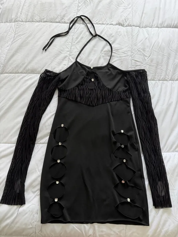 Amazon Black Cut-Out Mini Dress - Image 4