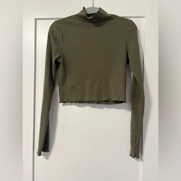 NWT Aerie Long Sleeve Cropped Mock Neck T-Shirt - Image 6
