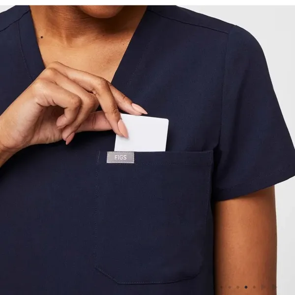 Like new by figs Casma Three-Pocket Scrub Top™ Navy Blue Women's V-Neck Top - Image 3