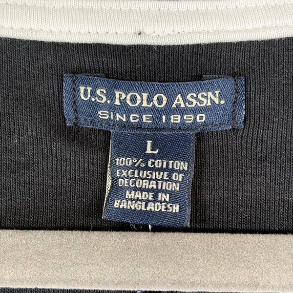 US Polo Assn Womens Black V-Neck Long‎ Sleeve Cotton T-Shirt Logo Large Capsule - Image 4