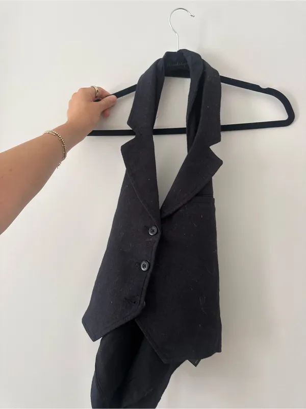Free People black denim halter top M - Image 5