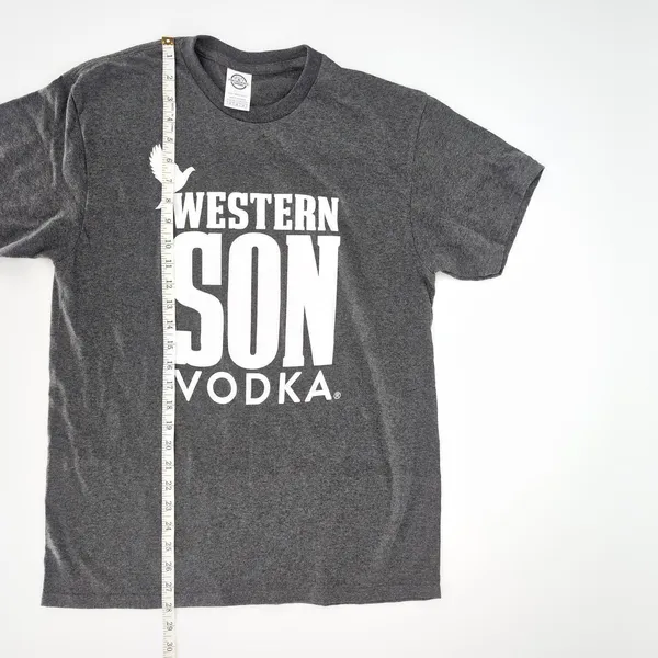 Western Son Vodka Logo Grey Gray Unisex Crewneck T-Shirt Tee Top - Size M - NWOT - Image 9