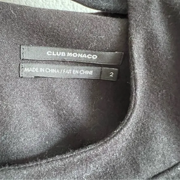 Club Monaco Women's Black Wool Pleated‎ Sheath Dress - Image 4