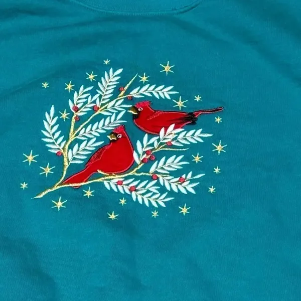 Vintage Holiday Editions Red Cardinal Crewneck Sweatshirt Women’s 2XL - Image 2