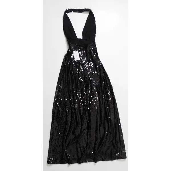 NWT!! WEWOREWHAT Black Sequin Halter Dress Full Length Maxi Glam Party‎ Size 2 - Image 7