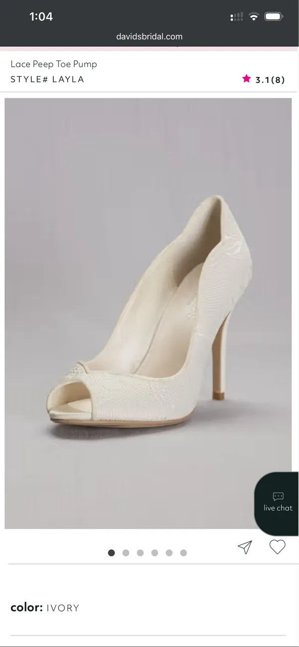 🤍 NWOT David’s Bridal Size 8.5 Layla White Peep Toe Pumps Heels 🤍 - Image 5