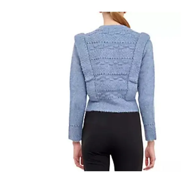Endless rose Size L NWT BLUE CHUNKY WOOL KNIT DETAILED SWEATER $100‎ - Image 6