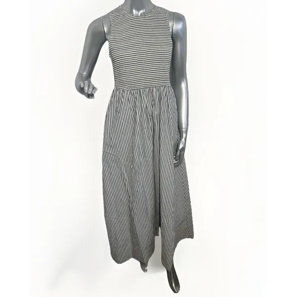 Marine Layer Darcy Smocked Poplin Dress M Pima Cotton NWT Navy Stripe - Image 5