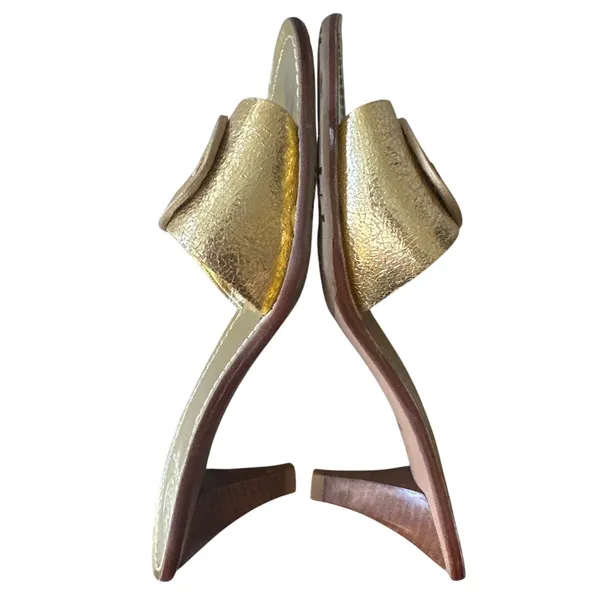 Tory Burch Aerin Metallic Gold Kitten Heel Slides 8.5‎ - Image 8