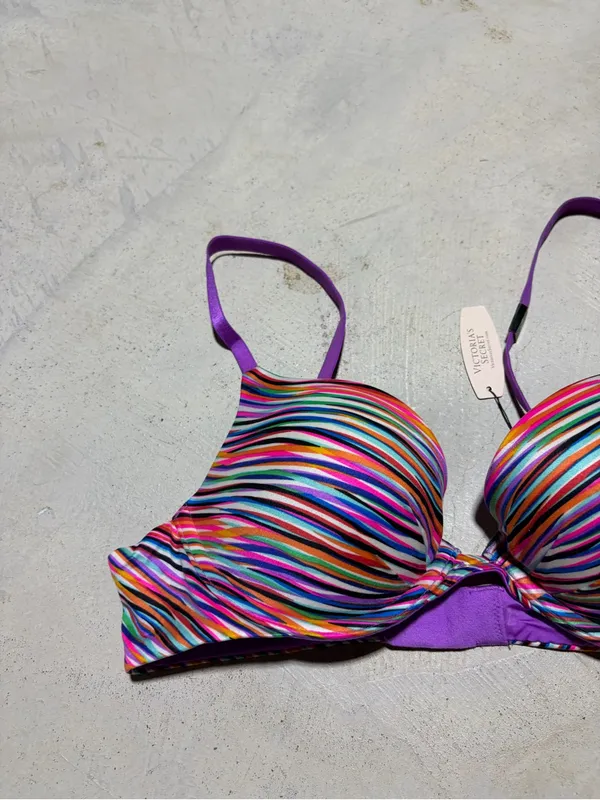 Victoria’s Secret NWT Multicolor Striped Plunge bra 36B - Image 2