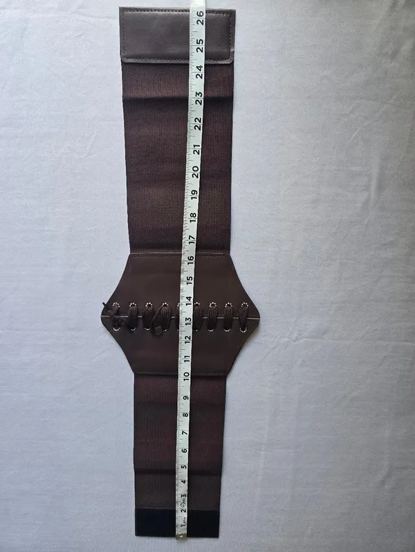 Vintage Style Brown Faux Leather Lace Up‎ Elastic Girdle Casual Wide Waistband - Image 11