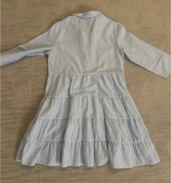 Blue and White Striped Dress Size M - Image 4