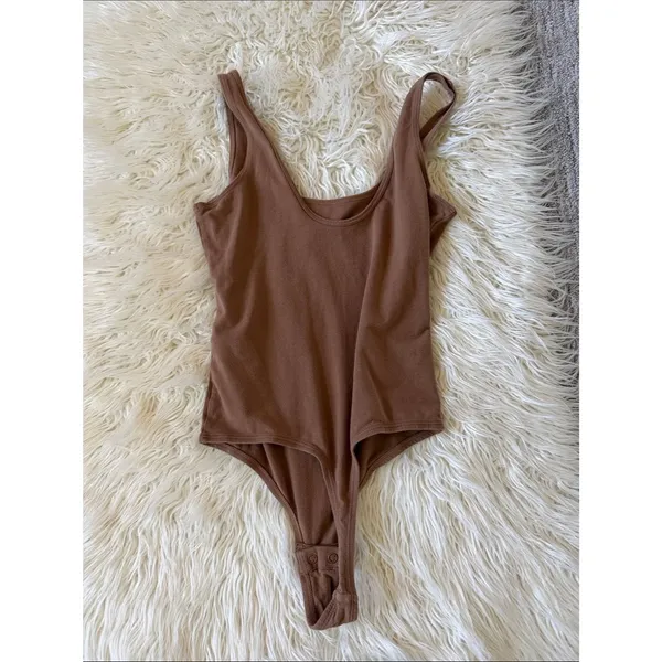 Audren Brown Squareneck Bodysuit Tan Size XS - Image 2