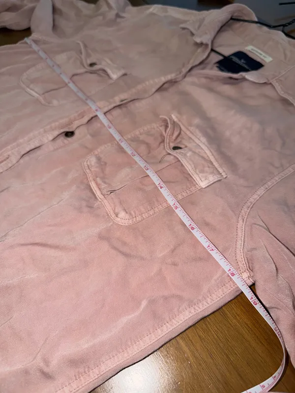 American Eagle Outfitters Dusty Pink Boyfriend Fit Button-Up Shirt - Image 7