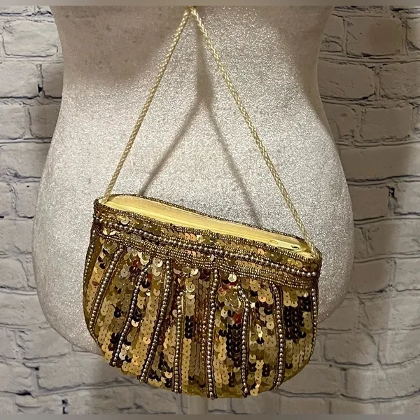 Magid Gold Beaded Sequin Evening Bag NWT - Image 3