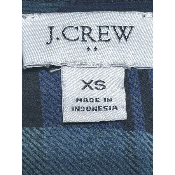 J.CREW Women’s XS Blue/Green Plaid Long Sleeve Blouse Preppy Office Holiday Top - Image 7