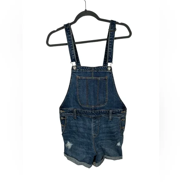 Old Navy Denim Short Overalls Women’s Size‎ Small Distressed Jean Romper - Image 2
