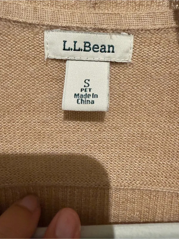 L.L.Bean 100% Merino Wool Camel Open Front Cardigan Petite Small - Image 4