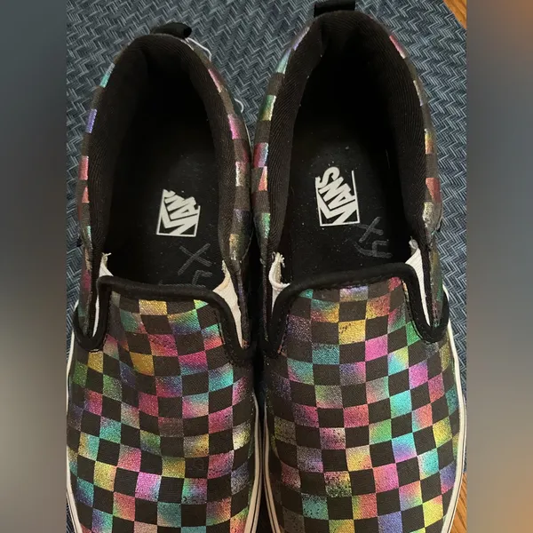 Vans Classic Slip On Iridescent Rainbow Checkerboard - Image 6