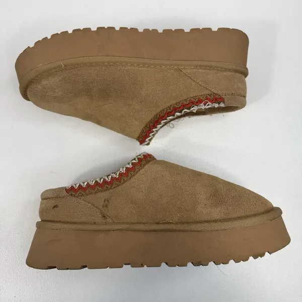 Cushionare Women’s 8.5 Kabuki Genuine Suede Platform Mule Slippers Tazz Beige‎ - Image 3