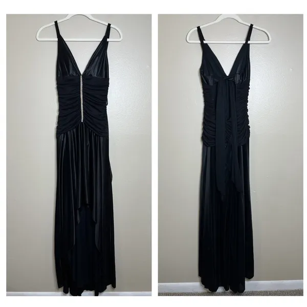 Vtg Y2K Whimsigoth Black Dress Event Witchy Glam Fairy Grunge Windsor‎ 90s - Image 2