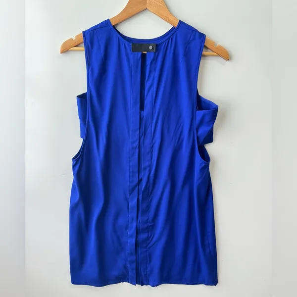 Alexander Wang Blue Sleeveless Cutout Silk Crepe Mini‎ Dress Size 2 - Image 9
