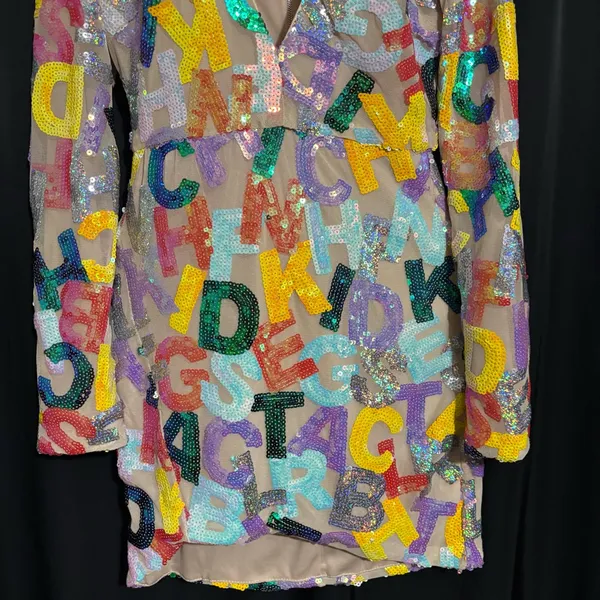 Unbranded Colorful Sequined Alphabet Letters Formal Ladies Party Dress size L - Image 4