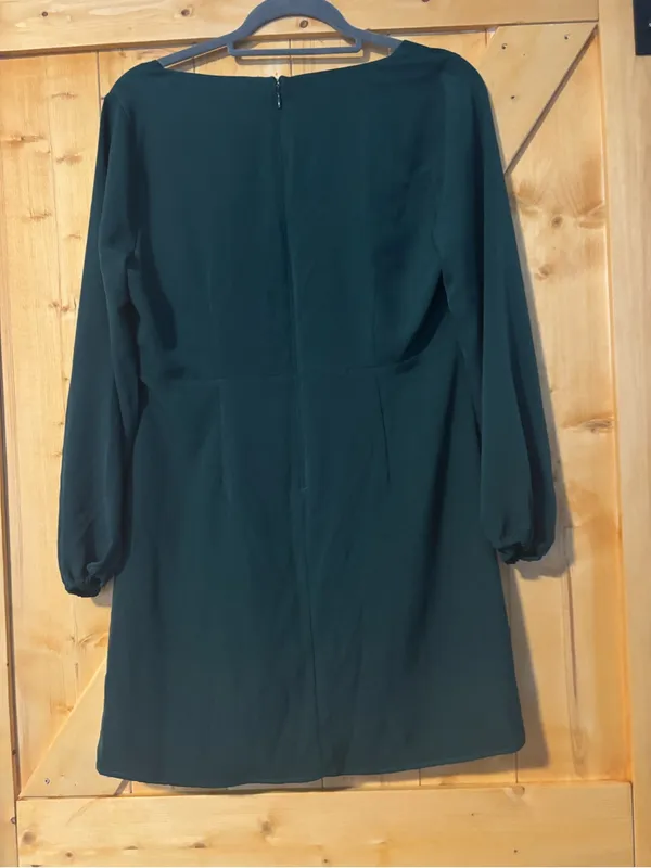 Abercrombie & Fitch Key Hole Front Long Sleeve Mini Dress Emerald Green‎ MP - Image 9